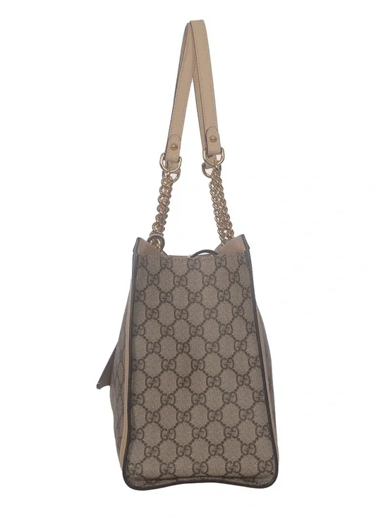 ♥️Gucci Padlock Beige GG Supreme Canvas Shoulder Tote with Gold Chain Handles♥️ - Picture 3 of 16